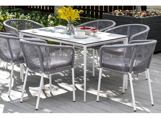 "Малага" обеденный стол из HPL 140х80см, цвет молочный, каркас белый в Каменске-Уральском