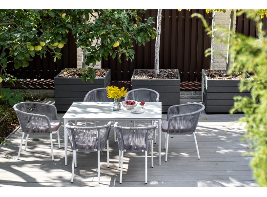 "Малага" обеденный стол из HPL 140х80см, цвет молочный, каркас белый в Каменске-Уральском