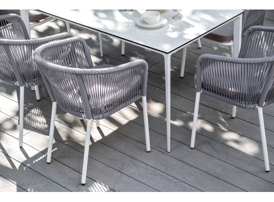 "Малага" обеденный стол из HPL 140х80см, цвет молочный, каркас белый в Каменске-Уральском