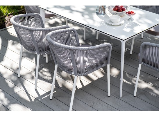 "Малага" обеденный стол из HPL 140х80см, цвет молочный, каркас белый в Каменске-Уральском