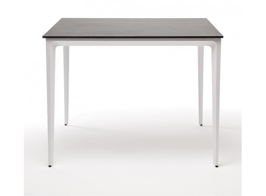 "Малага" обеденный стол из HPL 90х90см, цвет "серый гранит", каркас белый в Каменске-Уральском