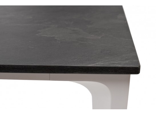 "Малага" обеденный стол из HPL 90х90см, цвет "серый гранит", каркас белый в Каменске-Уральском