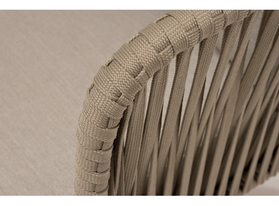 "Мальорка" диван 3-местный плетеный из роупа, основание дуб, роуп серо-коричневый 23мм, ткань бежевая 052 в Каменске-Уральском