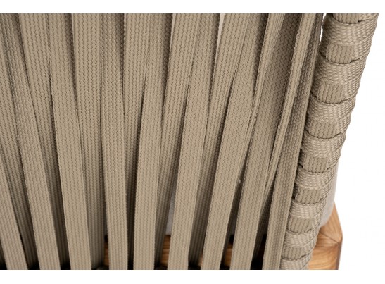 "Мальорка" диван 3-местный плетеный из роупа, основание дуб, роуп серо-коричневый 23мм, ткань бежевая 052 в Каменске-Уральском