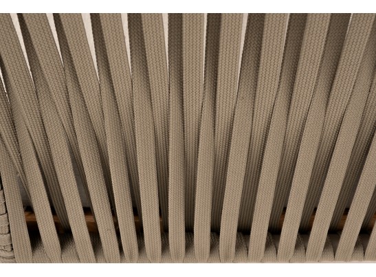 "Мальорка" кресло плетеное из роупа, основание дуб, роуп серо-коричневый 23мм, ткань бежевая 052 в Каменске-Уральском