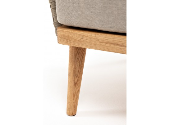 "Мальорка" кресло плетеное из роупа, основание дуб, роуп серо-коричневый 23мм, ткань бежевая 052 в Каменске-Уральском