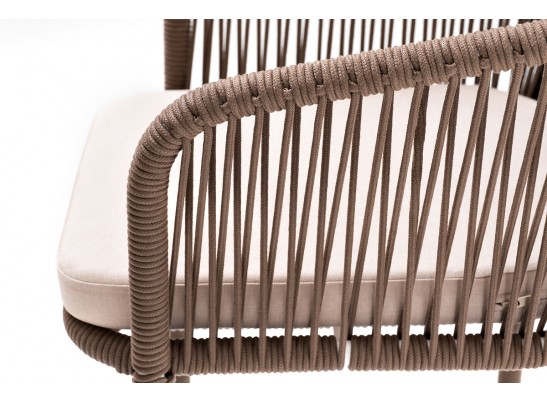 "Марсель" барный стул из роупа, каркас из стали белый, роуп коричневый, ткань бежевая в Каменске-Уральском