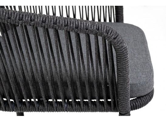 "Марсель" барный стул из роупа, каркас из стали серый, роуп темно-серый, ткань темно-серая в Каменске-Уральском