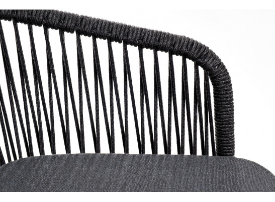 "Марсель" барный стул из роупа, каркас из стали серый, роуп темно-серый, ткань темно-серая в Каменске-Уральском