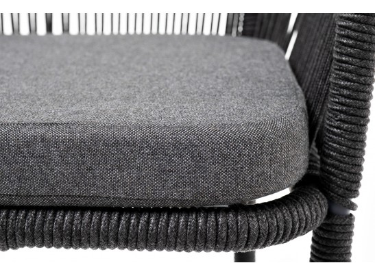 "Марсель" барный стул из роупа, каркас из стали серый, роуп темно-серый, ткань темно-серая в Каменске-Уральском