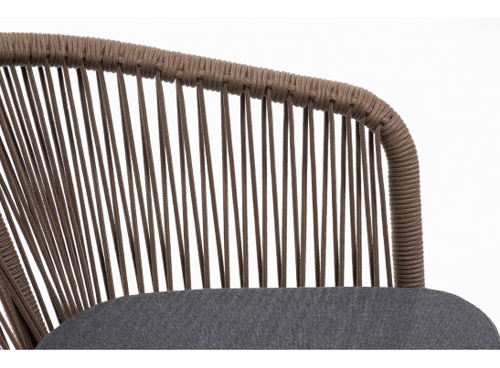 "Марсель" стул плетеный из роупа, каркас алюминий коричневый (RAL8016) муар, роуп коричневый круглый, ткань темно-серая 027 в Каменске-Уральском