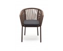 "Марсель" стул плетеный из роупа, каркас алюминий коричневый, роуп коричневый, ткань темно-серая в Каменске-Уральском