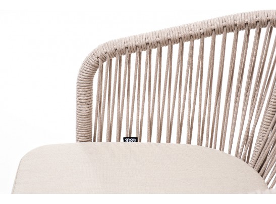"Марсель" стул плетеный из роупа, основание дуб, роуп бежевый, ткань бежевая в Каменске-Уральском