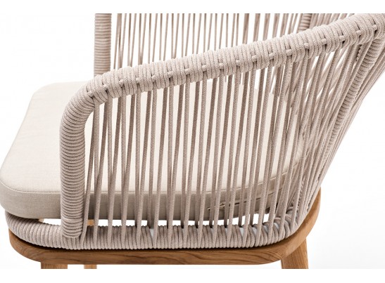 "Марсель" стул плетеный из роупа, основание дуб, роуп бежевый, ткань бежевая в Каменске-Уральском