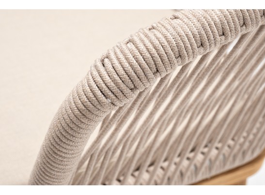 "Марсель" стул плетеный из роупа, основание дуб, роуп бежевый круглый, ткань бежевая 052 в Каменске-Уральском