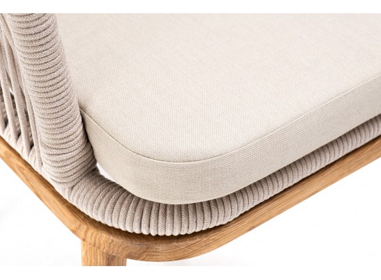 "Марсель" стул плетеный из роупа, основание дуб, роуп бежевый, ткань бежевая в Каменске-Уральском