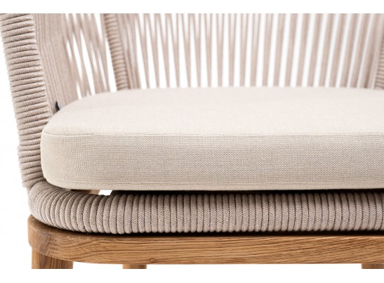 "Марсель" стул плетеный из роупа, основание дуб, роуп бежевый, ткань бежевая в Каменске-Уральском