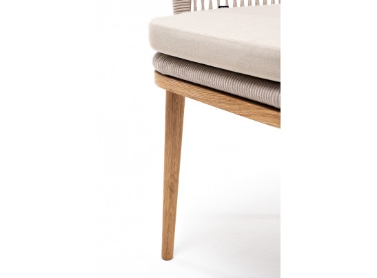 "Марсель" стул плетеный из роупа, основание дуб, роуп бежевый, ткань бежевая в Каменске-Уральском