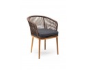 "Марсель" стул плетеный из роупа, основание дуб, роуп коричневый, ткань темно-серая в Каменске-Уральском
