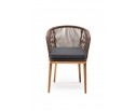 "Марсель" стул плетеный из роупа, основание дуб, роуп коричневый, ткань темно-серая в Каменске-Уральском
