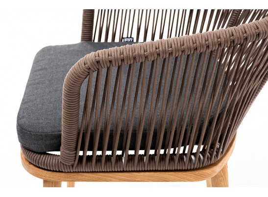 "Марсель" стул плетеный из роупа, основание дуб, роуп коричневый, ткань темно-серая в Каменске-Уральском