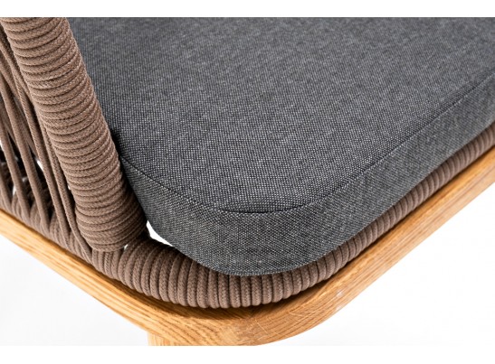 "Марсель" стул плетеный из роупа, основание дуб, роуп коричневый, ткань темно-серая в Каменске-Уральском