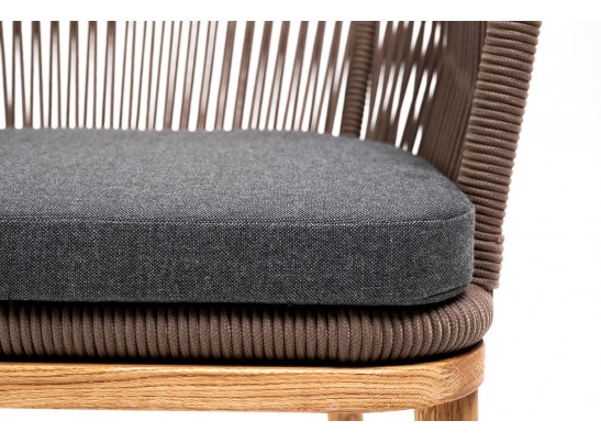 "Марсель" стул плетеный из роупа, основание дуб, роуп коричневый, ткань темно-серая в Каменске-Уральском