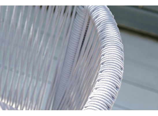 "Марсель" стул плетеный из роупа, каркас алюминий темно-серый (RAL7024), роуп светло-серый круглый, ткань светло-серая в Каменске-Уральском