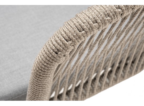 "Марсель" стул плетеный из роупа, каркас алюминий светло-серый (RAL7035) муар, роуп серый меланж круглый, ткань светло-серая в Каменске-Уральском