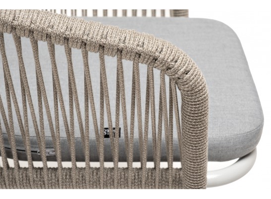 "Марсель" стул плетеный из роупа, каркас алюминий светло-серый (RAL7035) муар, роуп серый меланж круглый, ткань светло-серая в Каменске-Уральском