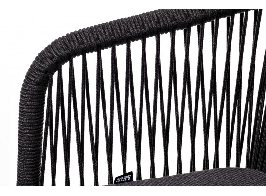 "Марсель" стул плетеный из роупа, каркас алюминий темно-серый (RAL7024) муар, роуп темно-серый круглый, ткань темно-серая 027 в Каменске-Уральском