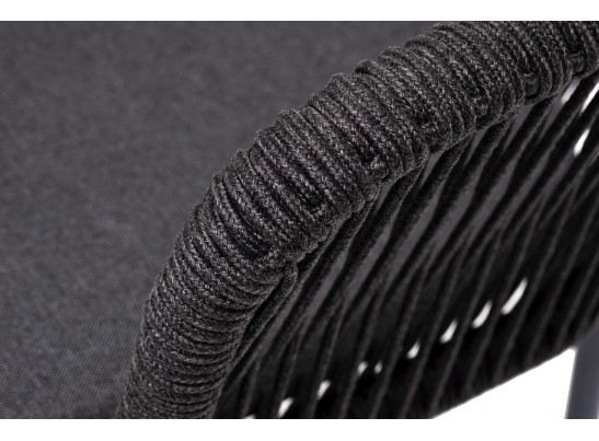 "Марсель" стул плетеный из роупа, каркас алюминий темно-серый (RAL7024) муар, роуп темно-серый круглый, ткань темно-серая 027 в Каменске-Уральском