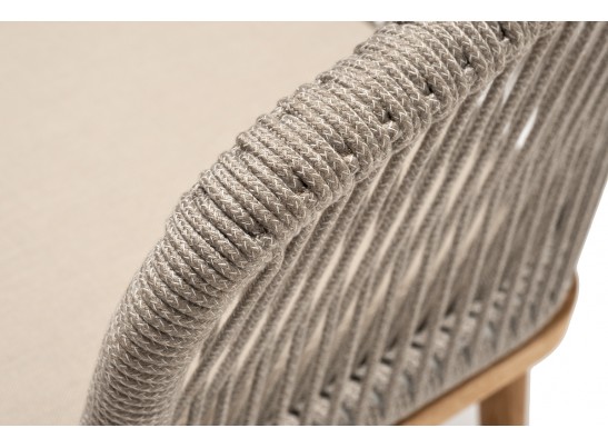 "Марсель" стул плетеный из роупа, основание дуб, роуп серый меланж круглый, ткань бежевая 052 в Каменске-Уральском