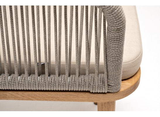 "Марсель" стул плетеный из роупа, основание дуб, роуп серый меланж круглый, ткань бежевая 052 в Каменске-Уральском