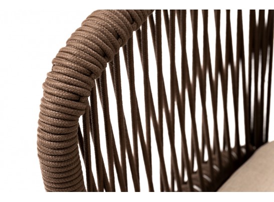 "Марсель" стул плетеный из роупа, основание дуб, роуп коричневый, ткань бежевая в Каменске-Уральском