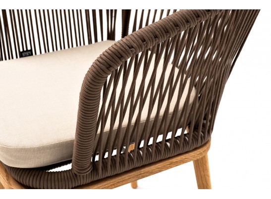 "Марсель" стул плетеный из роупа, основание дуб, роуп коричневый, ткань бежевая в Каменске-Уральском