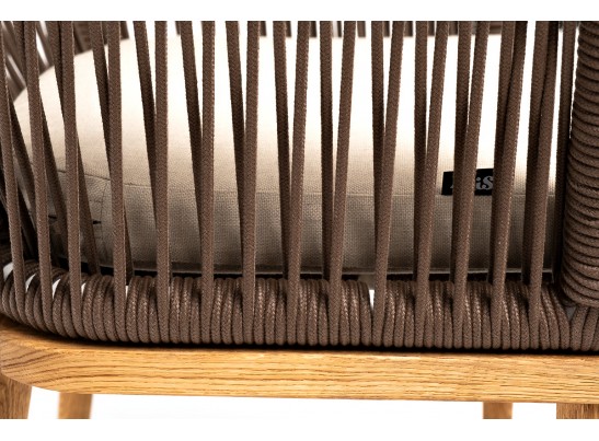 "Марсель" стул плетеный из роупа, основание дуб, роуп коричневый, ткань бежевая в Каменске-Уральском