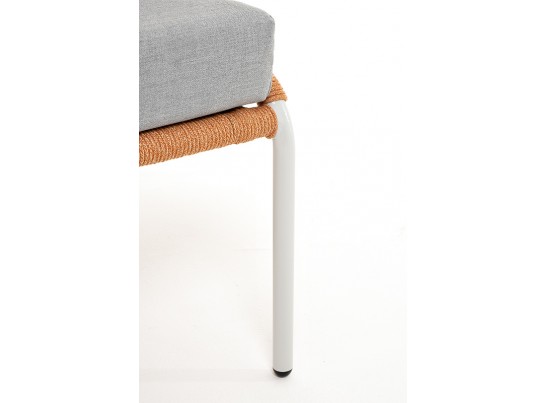 "Милан" диван 2-местный плетеный из роупа, каркас алюминий светло-серый (RAL7035) муар, роуп оранжевый меланж круглый, ткань светло-серая в Каменске-Уральском