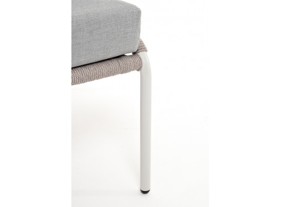 "Милан" диван 2-местный плетеный из роупа, каркас алюминий светло-серый (RAL7035) муар, роуп серый меланж круглый, ткань светло-серая в Каменске-Уральском