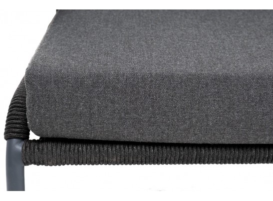 "Милан" диван 2-местный плетеный из роупа, каркас алюминий темно-серый (RAL7024) муар, роуп темно-серый круглый, ткань темно-серая 027 в Каменске-Уральском