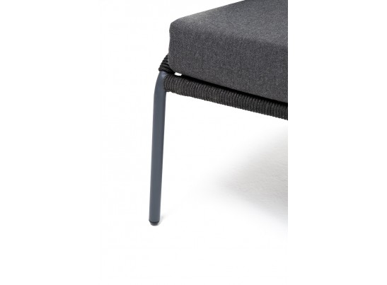 "Милан"диван 2-местный плетеный из роупа, каркас алюминий RAL7024, роуп темно-серый кругл, ткань темно-серая в Каменске-Уральском