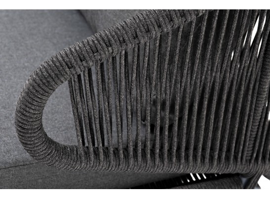 "Милан"диван 2-местный плетеный из роупа, каркас алюминий RAL7024, роуп темно-серый кругл, ткань темно-серая в Каменске-Уральском