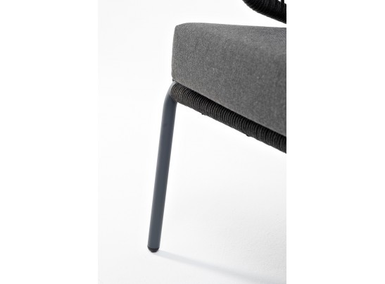 "Милан" диван 3-местный плетеный из роупа, каркас алюминий темно-серый (RAL7024) муар, роуп темно-серый круглый, ткань темно-серая 027 в Каменске-Уральском