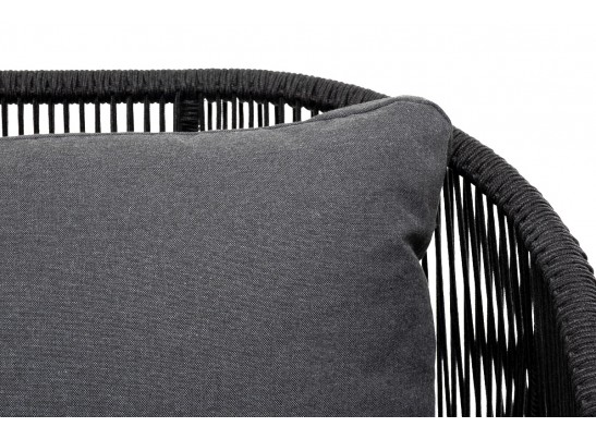 "Милан" диван 3-местный плетенный из роупа, каркас алюминий RAL7024, роуп темно-серый кругл, ткань темно-серая в Каменске-Уральском