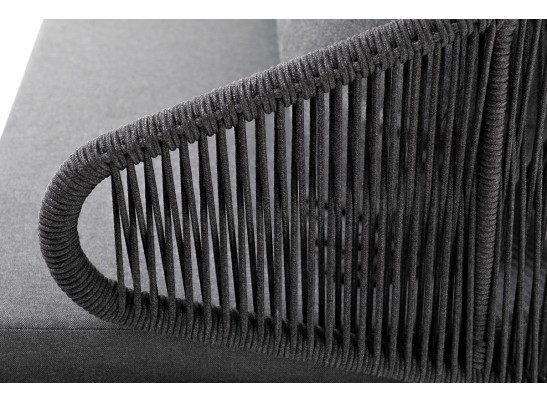 "Милан" диван 3-местный плетенный из роупа, каркас алюминий RAL7024, роуп темно-серый кругл, ткань темно-серая в Каменске-Уральском