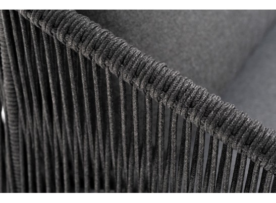 "Милан" диван 3-местный плетенный из роупа, каркас алюминий RAL7024, роуп темно-серый кругл, ткань темно-серая в Каменске-Уральском