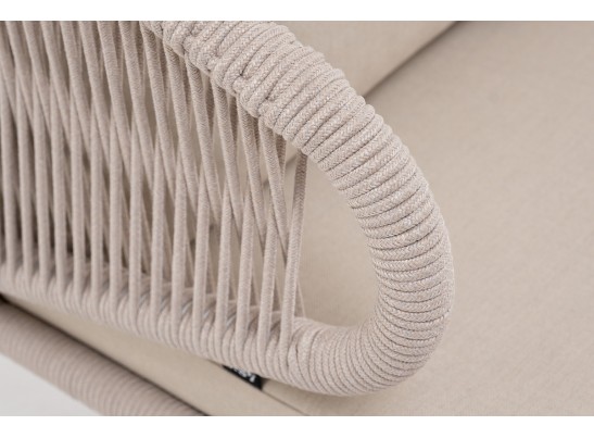 "Милан" кресло плетеное из роупа, каркас алюминий белый, роуп бежевый, ткань бежевая в Каменске-Уральском