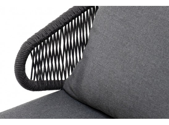 "Милан" кресло плетенное из роупа, каркас алюминий RAL7024, роуп темно-серый кругл, ткань темно-серая в Каменске-Уральском