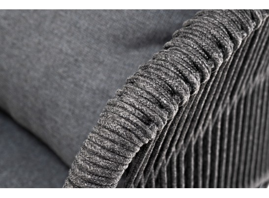 "Милан" кресло плетенное из роупа, каркас алюминий RAL7024, роуп темно-серый кругл, ткань темно-серая в Каменске-Уральском