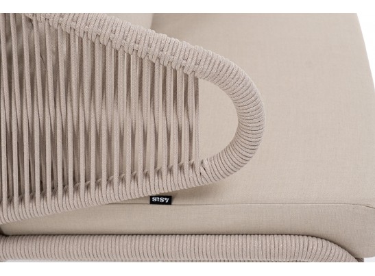 "Милан" лаунж-зона 5-местная плетеная из роупа (веревки), каркас алюминиевый белый, роуп бежевый в Каменске-Уральском